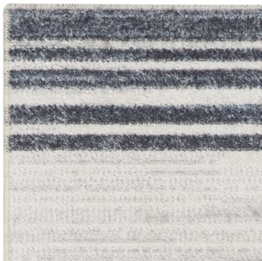 Blue And Ivory Geometric Washable Area Rug Photo 9