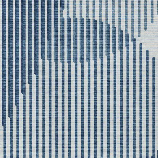 Blue And Ivory Geometric Washable Indoor Outdoor Area Rug Photo 6