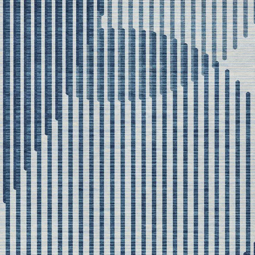 Blue And Ivory Geometric Washable Indoor Outdoor Area Rug Photo 6