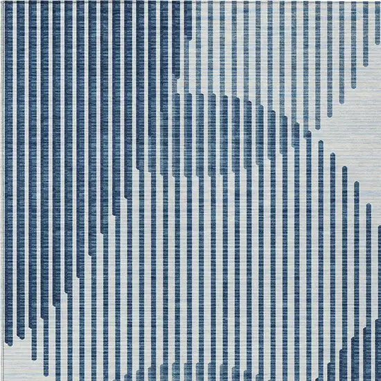 Blue And Ivory Geometric Washable Indoor Outdoor Area Rug Photo 6