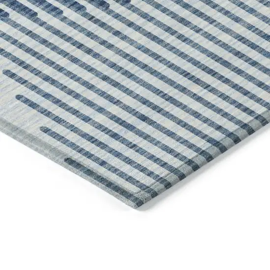 Blue And Ivory Geometric Washable Indoor Outdoor Area Rug Photo 4