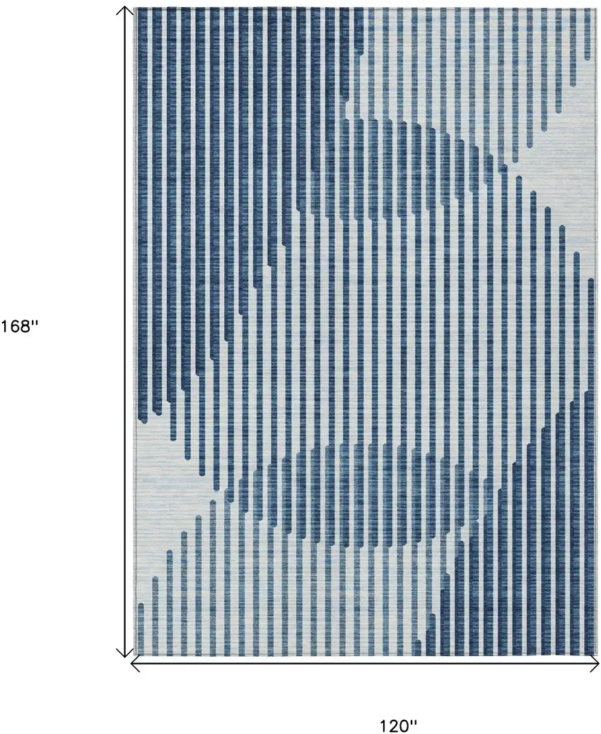 Blue And Ivory Geometric Washable Indoor Outdoor Area Rug Photo 3