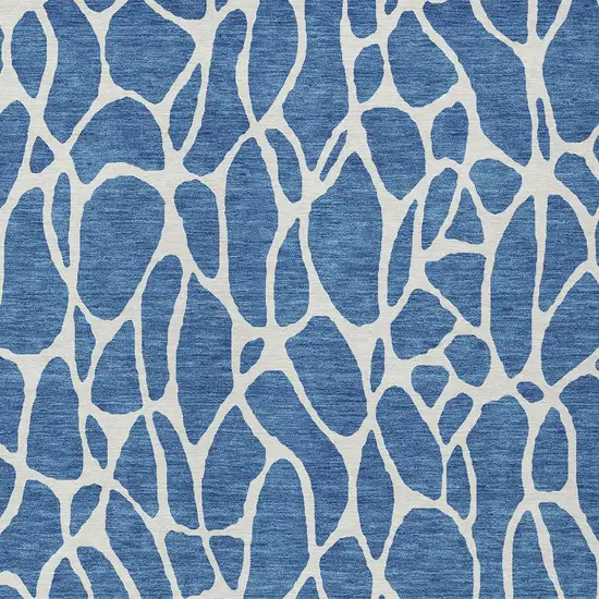 Blue And Ivory Geometric Washable Indoor Outdoor Area Rug Photo 6