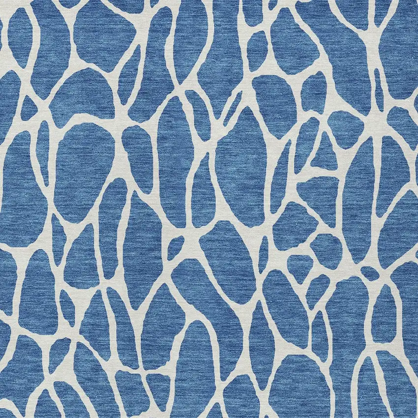 Blue And Ivory Geometric Washable Indoor Outdoor Area Rug Photo 6