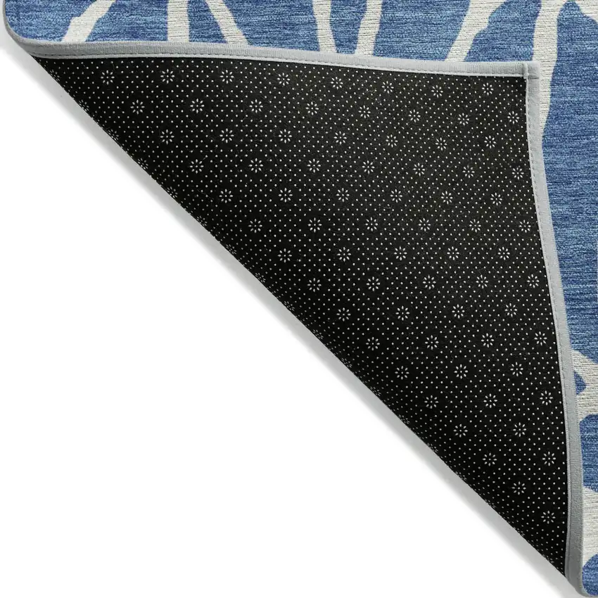 Blue And Ivory Geometric Washable Indoor Outdoor Area Rug Photo 4