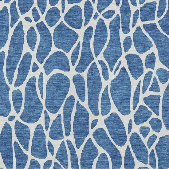 Blue And Ivory Geometric Washable Indoor Outdoor Area Rug Photo 6