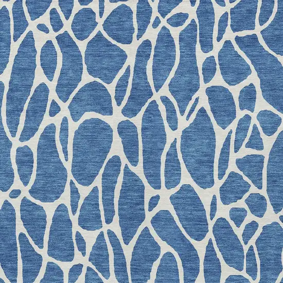 Blue And Ivory Geometric Washable Indoor Outdoor Area Rug Photo 6