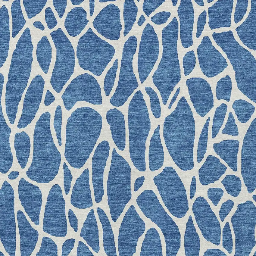 Blue And Ivory Geometric Washable Indoor Outdoor Area Rug Photo 6
