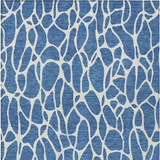 Blue And Ivory Geometric Washable Indoor Outdoor Area Rug Photo 6