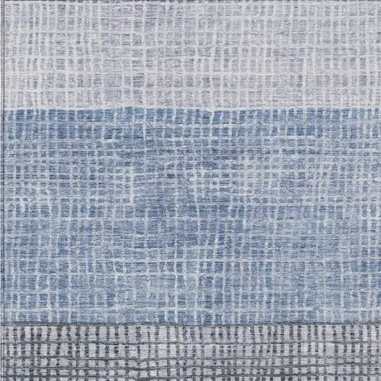 Blue And Ivory Geometric Washable Indoor Outdoor Area Rug Photo 4