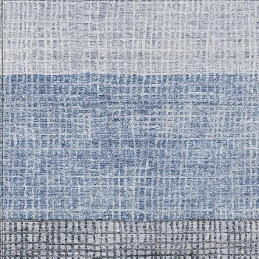Blue And Ivory Geometric Washable Indoor Outdoor Area Rug Photo 4