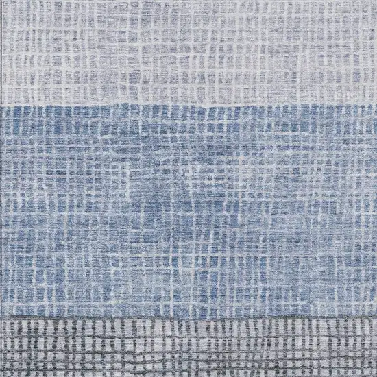 Blue And Ivory Geometric Washable Indoor Outdoor Area Rug Photo 4