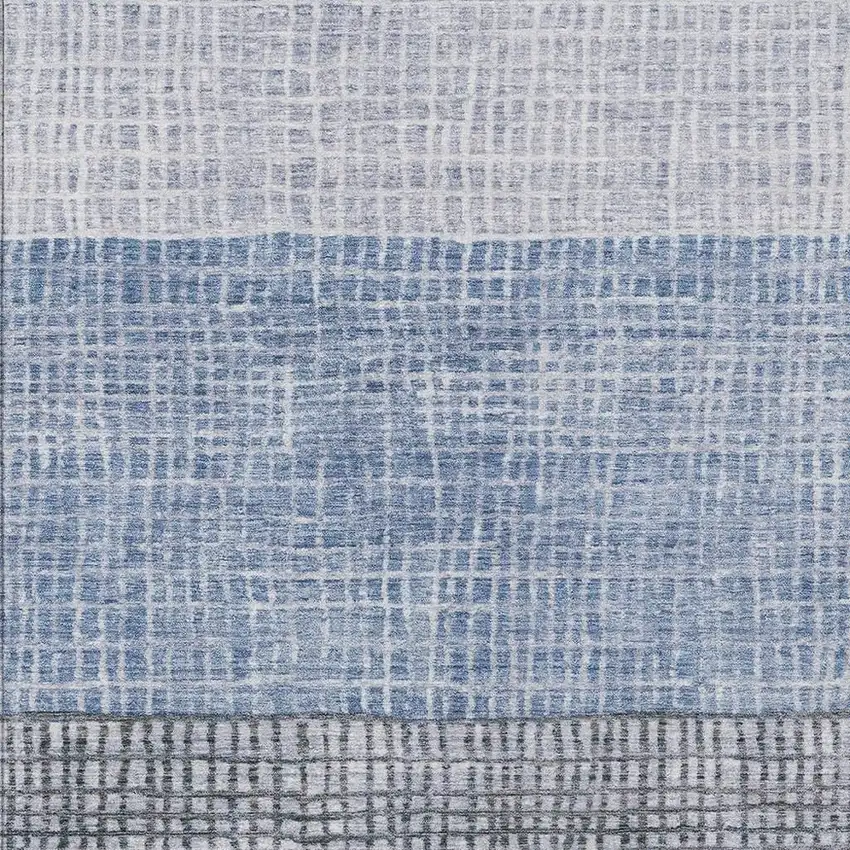 Blue And Ivory Geometric Washable Indoor Outdoor Area Rug Photo 4