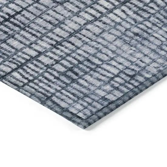 Blue And Ivory Geometric Washable Indoor Outdoor Area Rug Photo 9
