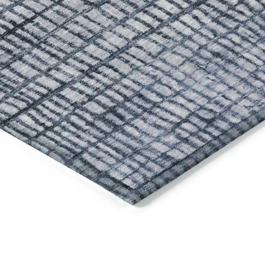 Blue And Ivory Geometric Washable Indoor Outdoor Area Rug Photo 9