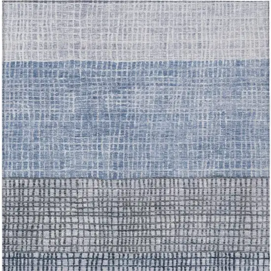 Blue And Ivory Geometric Washable Indoor Outdoor Area Rug Photo 3