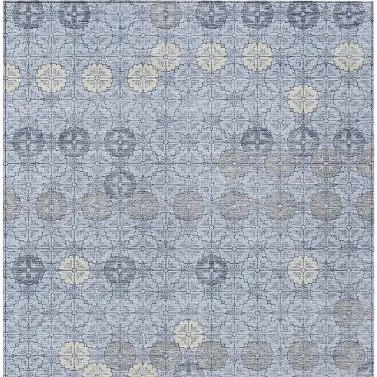 Blue And Ivory Geometric Washable Indoor Outdoor Area Rug Photo 4