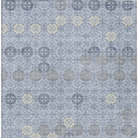 Blue And Ivory Geometric Washable Indoor Outdoor Area Rug Photo 9