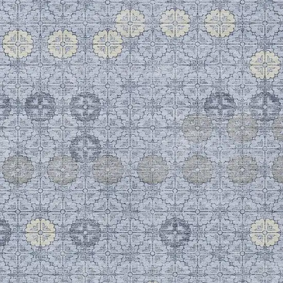 Blue And Ivory Geometric Washable Indoor Outdoor Area Rug Photo 4