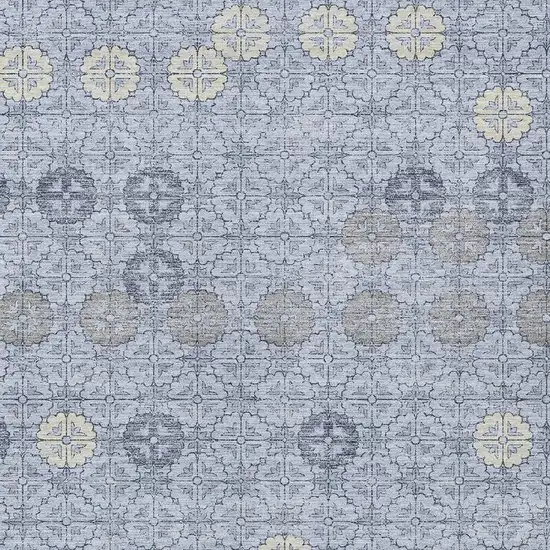 Blue And Ivory Geometric Washable Indoor Outdoor Area Rug Photo 4