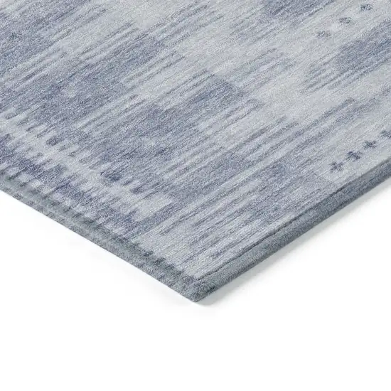 Blue And Ivory Geometric Washable Indoor Outdoor Area Rug Photo 9
