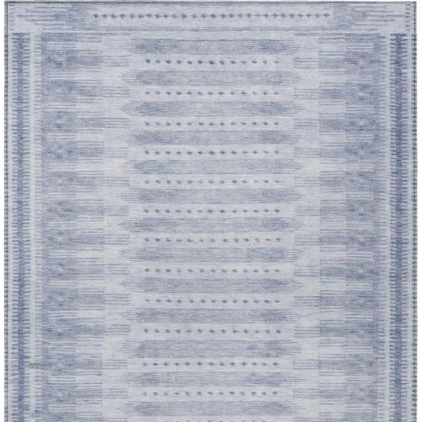 Blue And Ivory Geometric Washable Indoor Outdoor Area Rug Photo 4