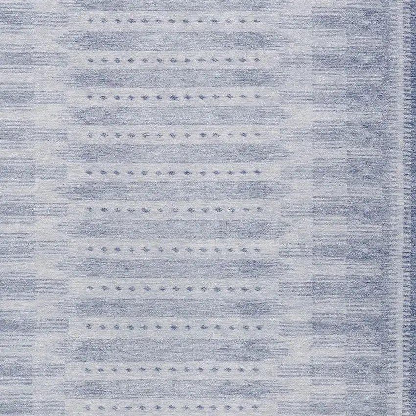 Blue And Ivory Geometric Washable Indoor Outdoor Area Rug Photo 3