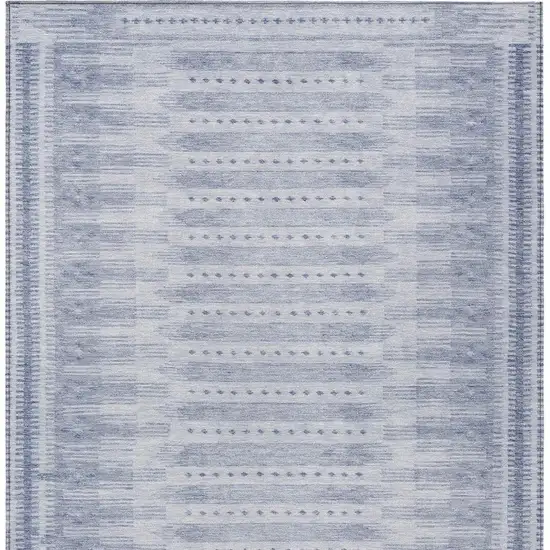 Blue And Ivory Geometric Washable Indoor Outdoor Area Rug Photo 4