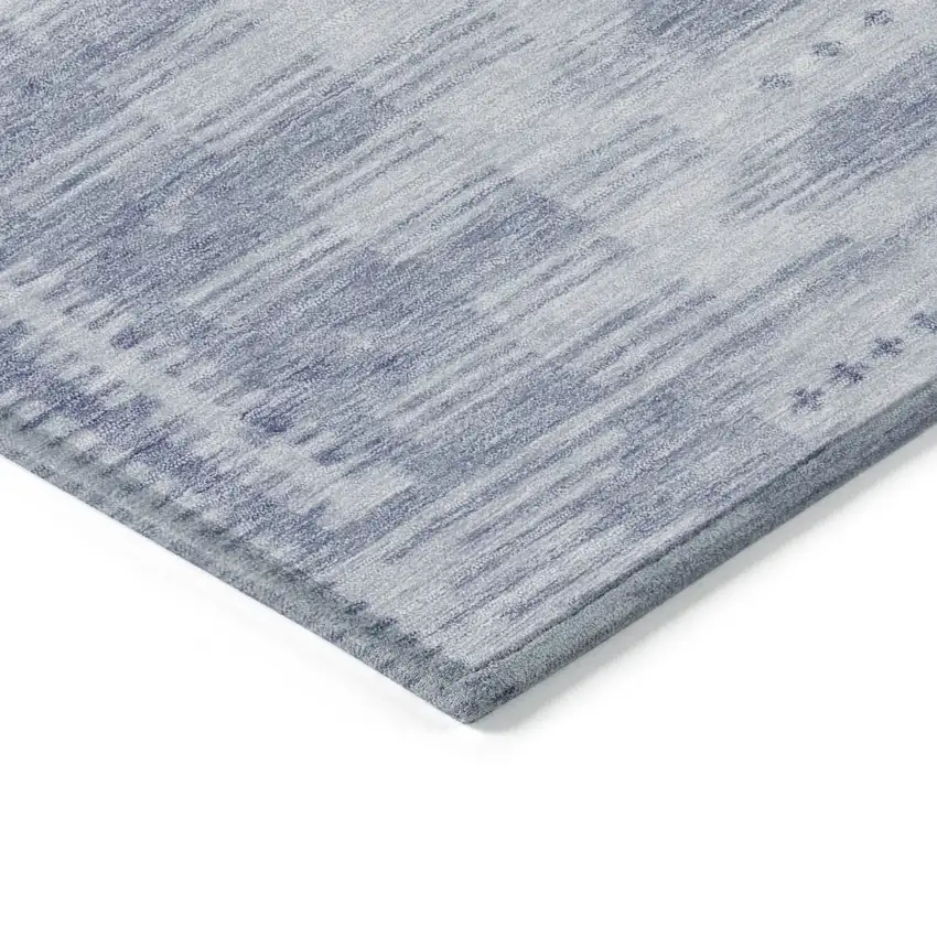 Blue And Ivory Geometric Washable Indoor Outdoor Area Rug Photo 9