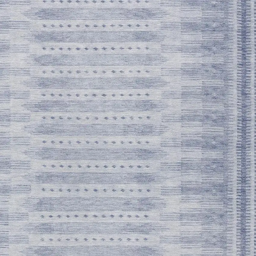 Blue And Ivory Geometric Washable Indoor Outdoor Area Rug Photo 3