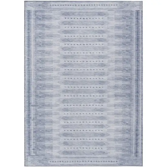 Blue And Ivory Geometric Washable Indoor Outdoor Area Rug Photo 1