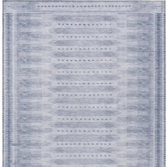 Blue And Ivory Geometric Washable Indoor Outdoor Area Rug Photo 6