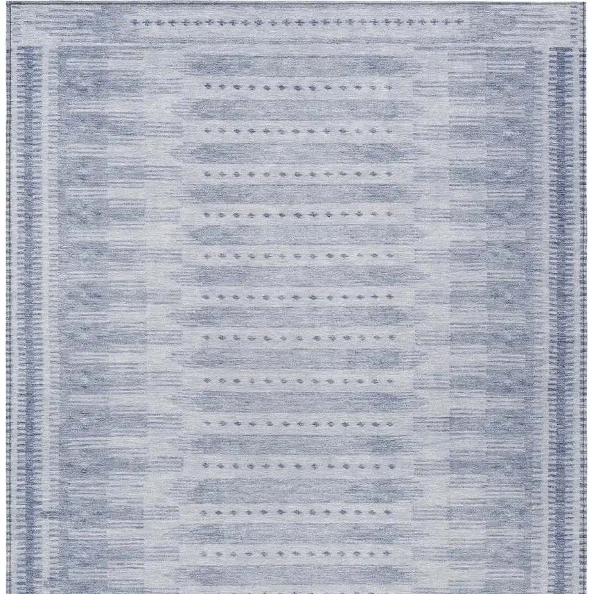 Blue And Ivory Geometric Washable Indoor Outdoor Area Rug Photo 6