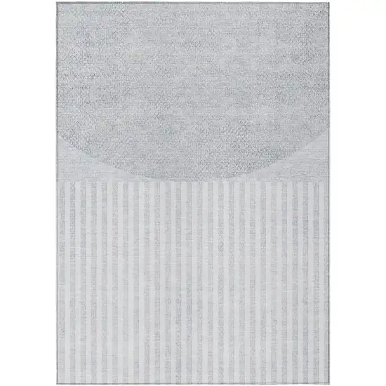 Blue And Ivory Geometric Washable Indoor Outdoor Area Rug Photo 2