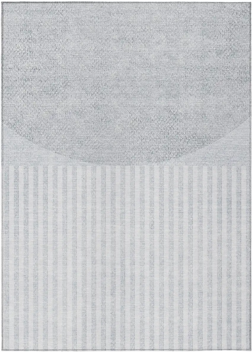 Blue And Ivory Geometric Washable Indoor Outdoor Area Rug Photo 2