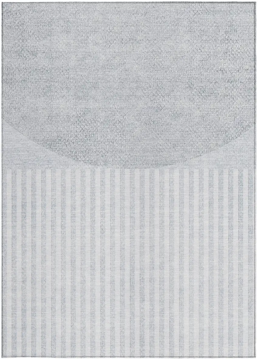 Blue And Ivory Geometric Washable Indoor Outdoor Area Rug Photo 3