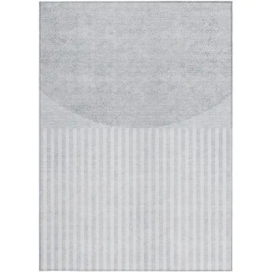 Blue And Ivory Geometric Washable Indoor Outdoor Area Rug Photo 3