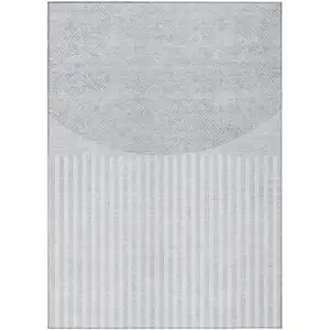 Photo of Blue And Ivory Geometric Washable Indoor Outdoor Area Rug