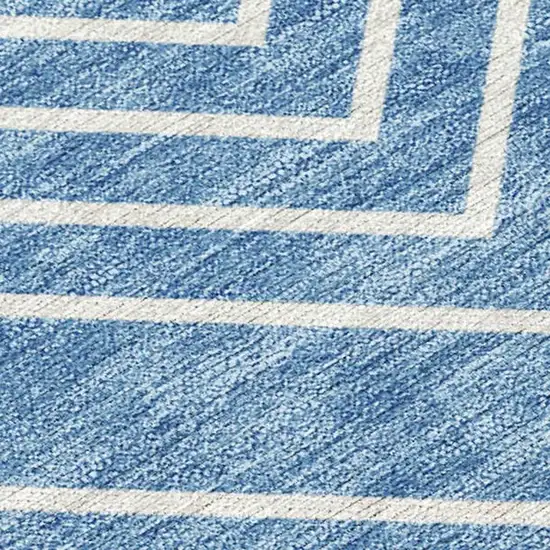 Blue And Ivory Geometric Washable Indoor Outdoor Area Rug Photo 2