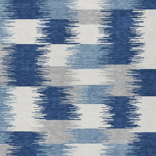Blue And Ivory Geometric Washable Indoor Outdoor Area Rug Photo 1