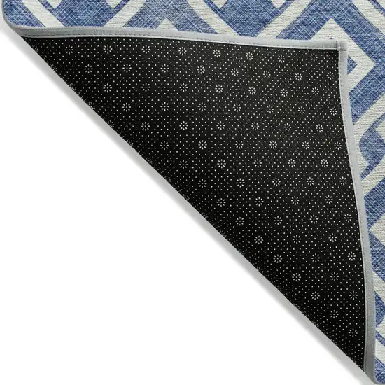 Blue And Ivory Geometric Washable Indoor Outdoor Area Rug Photo 4