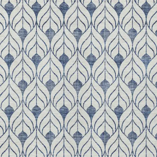 Blue And Ivory Geometric Washable Indoor Outdoor Area Rug Photo 5
