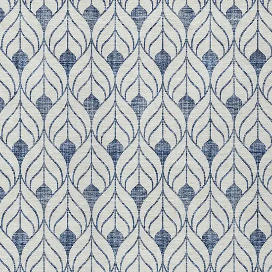 Blue And Ivory Geometric Washable Indoor Outdoor Area Rug Photo 6