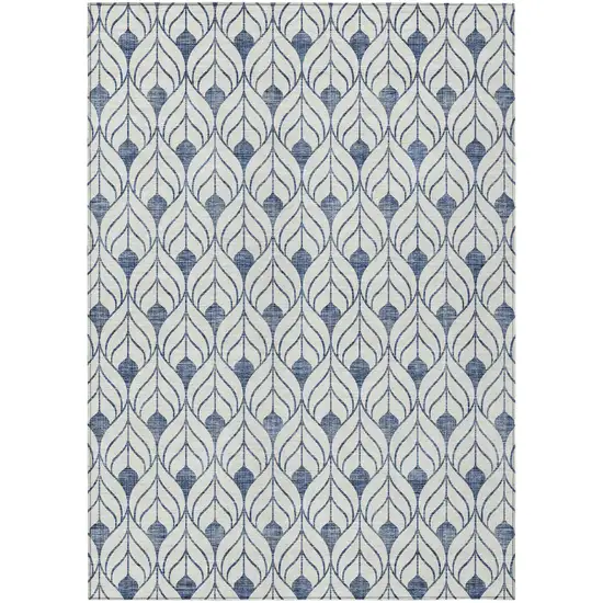 Blue And Ivory Geometric Washable Indoor Outdoor Area Rug Photo 2
