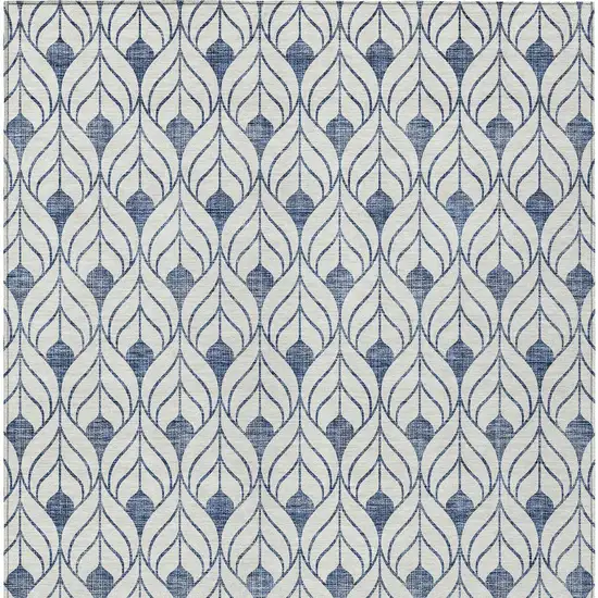Blue And Ivory Geometric Washable Indoor Outdoor Area Rug Photo 7