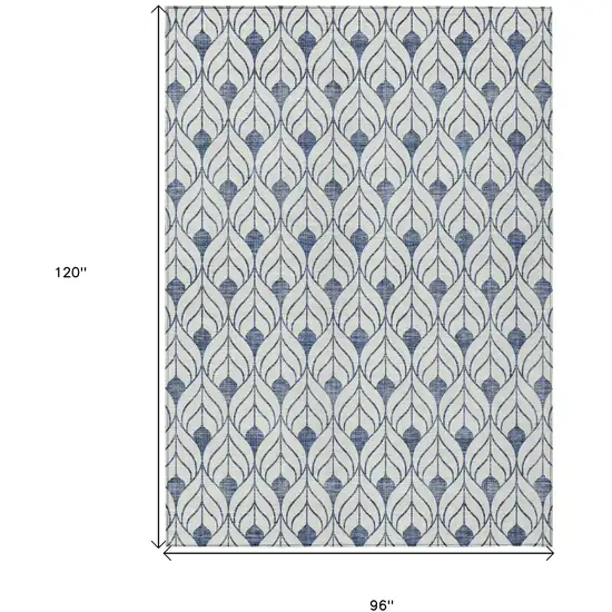 Blue And Ivory Geometric Washable Indoor Outdoor Area Rug Photo 3