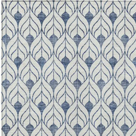 Blue And Ivory Geometric Washable Indoor Outdoor Area Rug Photo 6