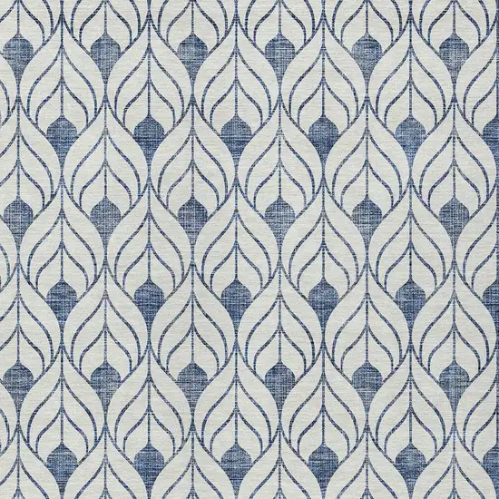 Blue And Ivory Geometric Washable Indoor Outdoor Area Rug Photo 6