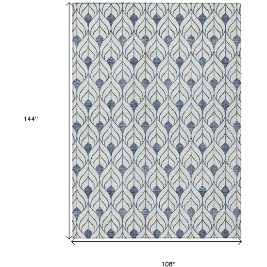 Blue And Ivory Geometric Washable Indoor Outdoor Area Rug Photo 3