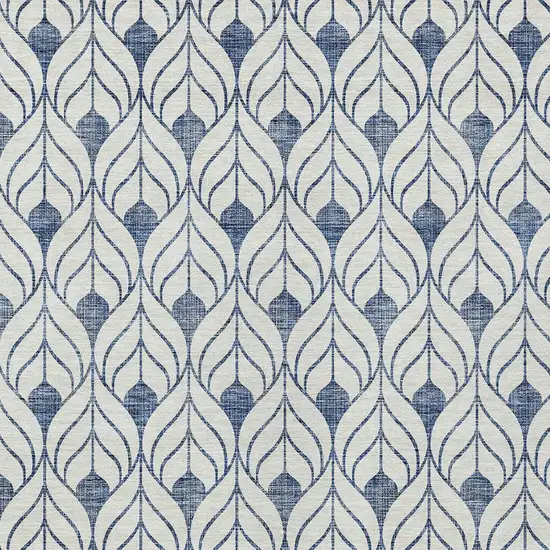 Blue And Ivory Geometric Washable Indoor Outdoor Area Rug Photo 6